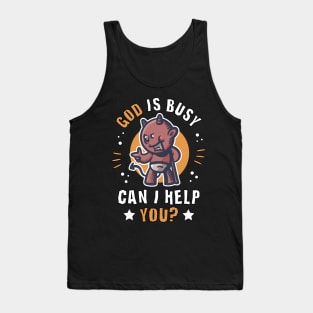 Cute Devil funny quote God is busy can I help you? Tank Top